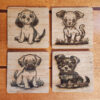 Dog Lovers Cedar Coaster Set